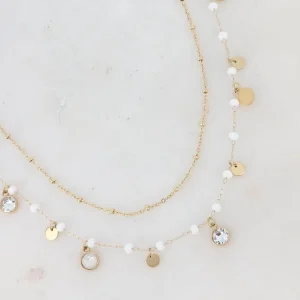 BOHM PARIS | Collier Magali -valkoinen kerroskaulakoru kristallein