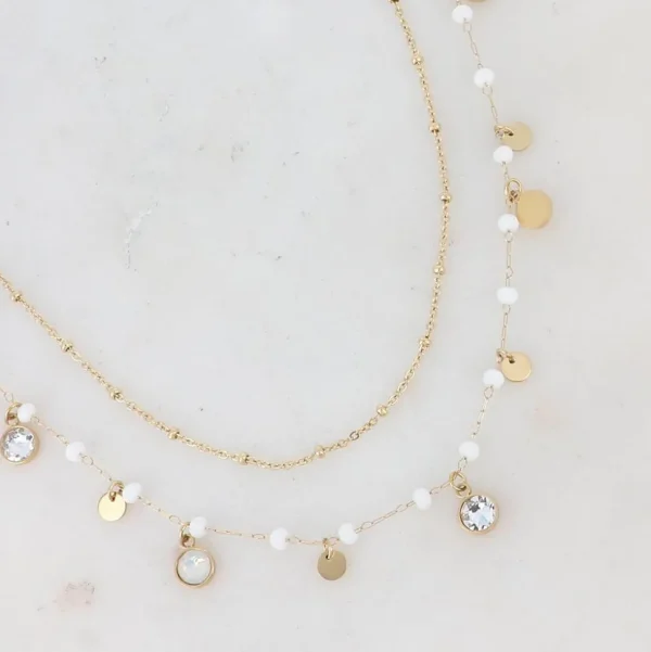 BOHM PARIS | Collier Magali -valkoinen kerroskaulakoru kristallein