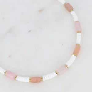 BOHM PARIS | Collier Nola -ruusukvartsi kesäkoru simpukkahelmin