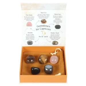 Capricorn Crystal Tumblestone Set -kauriin luonnonkivi lahjapakkaus