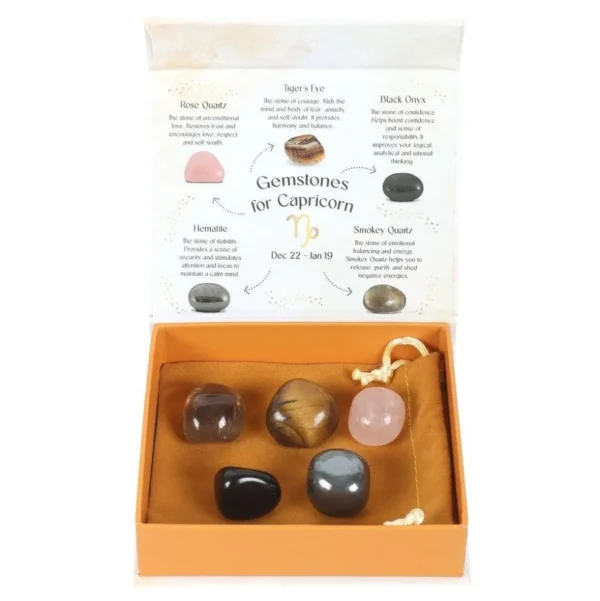 Capricorn Crystal Tumblestone Set -kauriin luonnonkivi lahjapakkaus