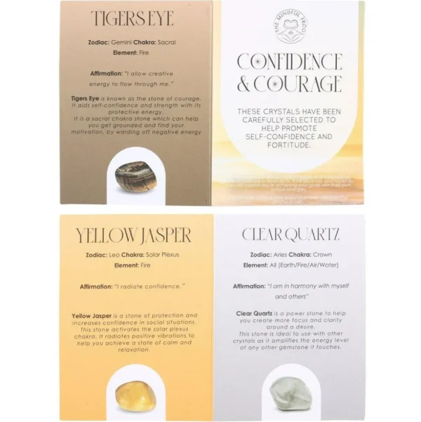 Confidence & Courage Healing Crystal Set -rohkeutta tuovat kivet setti
