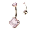 Diamond CZ Belly Button Ring -ruusukullanvärinen napakoru