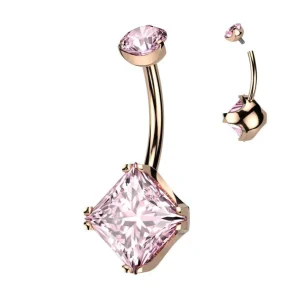Diamond CZ Belly Button Ring -ruusukullanvärinen napakoru
