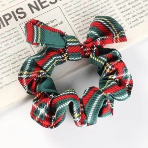 Donitsi/Scrunchie | SUGAR SUGAR, Green Bowtie Tartan Scrunchie