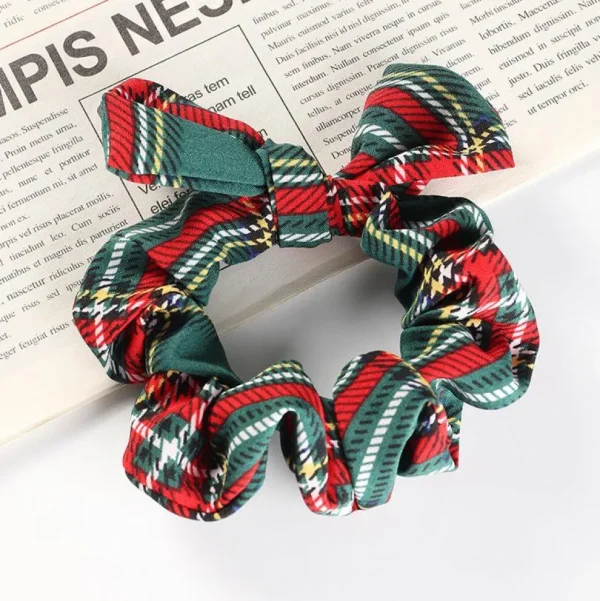Donitsi/Scrunchie | SUGAR SUGAR, Green Bowtie Tartan Scrunchie