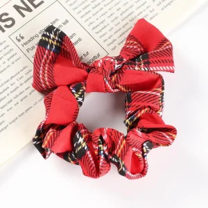Donitsi/Scrunchie | SUGAR SUGAR, Red Bowtie Tartan Scrunchie