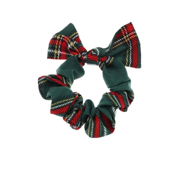 Donitsi/Scrunchie | SUGAR SUGAR, Green Bowtie Tartan Scrunchie