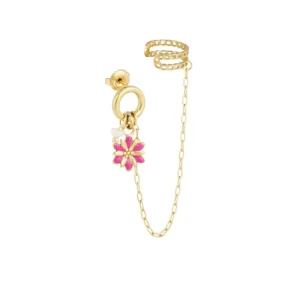 FRENCH RIVIERA | Addy -kirurginteräs ear cuff kukalla (pinkki)