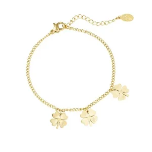 FRENCH RIVIERA | Clover Charm -kirurginteräsrannekoru (kulta)