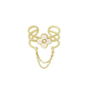 FRENCH RIVIERA | Fleur Ring in Gold -kivellinen sormus kirurginterästä
