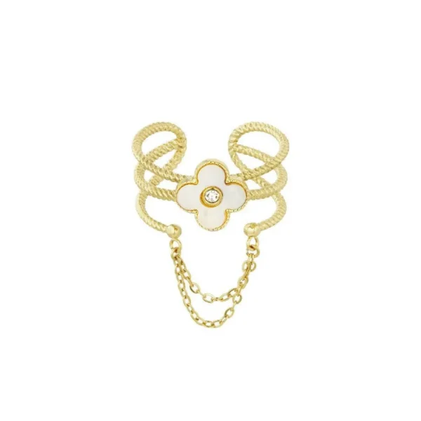 FRENCH RIVIERA | Fleur Ring in Gold -kivellinen sormus kirurginterästä