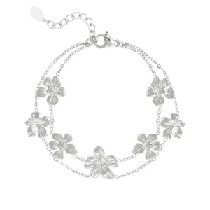 FRENCH RIVIERA | Floralie -kirurginteräksinen kukkarannekoru (hopea)