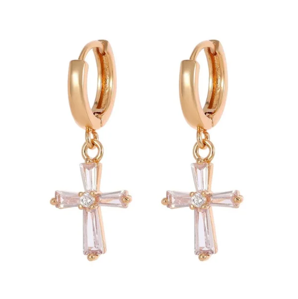 FRENCH RIVIERA | Glitter Cross -kullanväriset ristikorvakorut