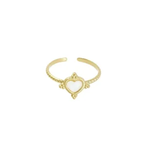 FRENCH RIVIERA | Heart Ring in Gold -kivellinen sormus kirurginterästä