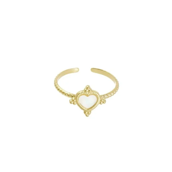 FRENCH RIVIERA | Heart Ring in Gold -kivellinen sormus kirurginterästä