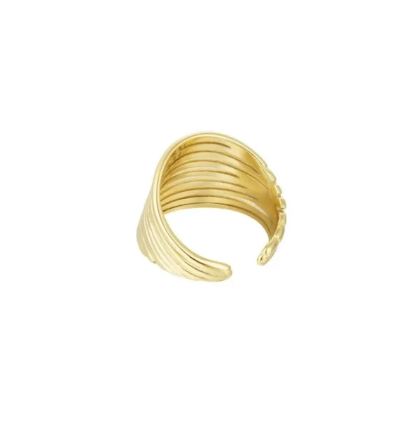 FRENCH RIVIERA | Joanne Ring in Gold -leveä sormus kirurginterästä
