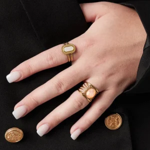 FRENCH RIVIERA | Kay Ring in Peach -kivellinen sormus kirurginterästä