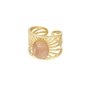 FRENCH RIVIERA | Kay Ring in Peach -kivellinen sormus kirurginterästä