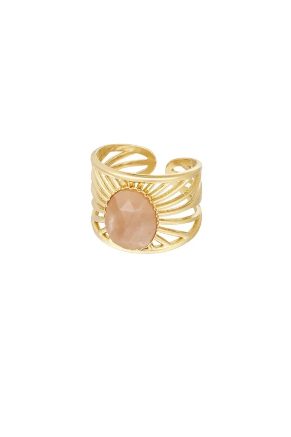 FRENCH RIVIERA | Kay Ring in Peach -kivellinen sormus kirurginterästä