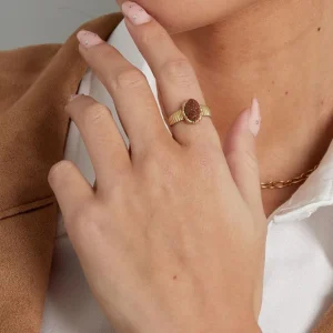 FRENCH RIVIERA | Lily Ring -vihreäkivinen sormus kirurginterästä