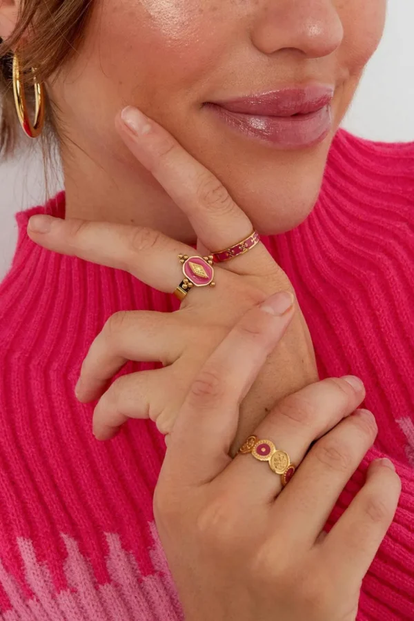 FRENCH RIVIERA | Lily Ring in Pink -pinkki sormus kirurginterästä