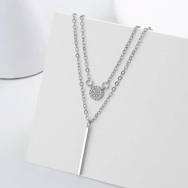 FRENCH RIVIERA | Maddison Necklace -hopeanvärinen kerroskaulakoru