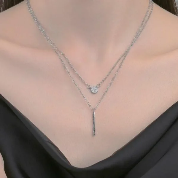 FRENCH RIVIERA | Maddison Necklace -hopeanvärinen kerroskaulakoru