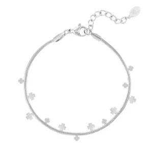 FRENCH RIVIERA | Mini Clover Charm -kirurginteräsrannekoru (hopea)