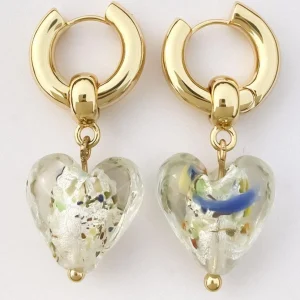 FRENCH RIVIERA | Murano Heart -läpikuultavat lasisydänkorvakorut
