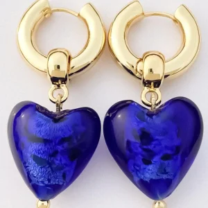 FRENCH RIVIERA | Murano Heart -siniset lasisydänkorvakorut