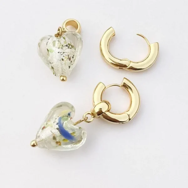 FRENCH RIVIERA | Murano Heart -punaiset lasisydänkorvakorut