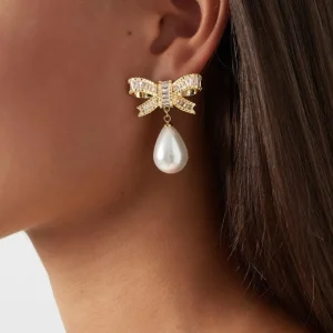 FRENCH RIVIERA | Pearly Bow -rusettinapit lahjarasiassa (hopea)