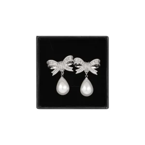 FRENCH RIVIERA | Pearly Bow -rusettinapit lahjarasiassa (hopea)