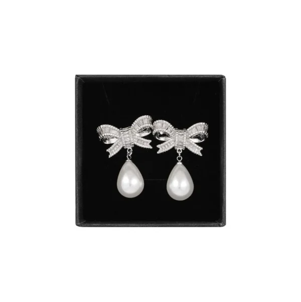 FRENCH RIVIERA | Pearly Bow -rusettinapit lahjarasiassa (hopea)