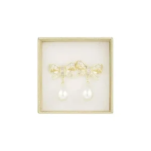 FRENCH RIVIERA | Pearly Bow -rusettinapit lahjarasiassa (kulta)