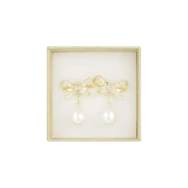 FRENCH RIVIERA | Pearly Bow -rusettinapit lahjarasiassa (kulta)