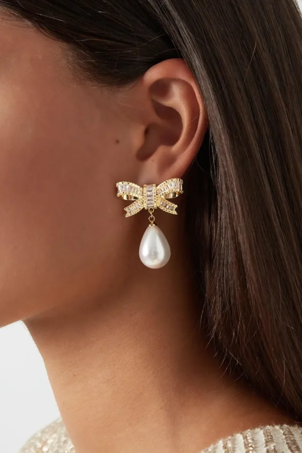 FRENCH RIVIERA | Pearly Bow -rusettinapit lahjarasiassa (kulta)