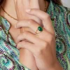 FRENCH RIVIERA | Sina Ring in Green -kivellinen sormus kirurginterästä