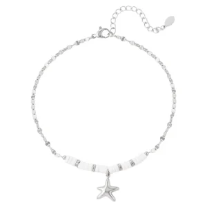 FRENCH RIVIERA | Starfish -meritähti kirurginteräsnilkkakoru (hopea)