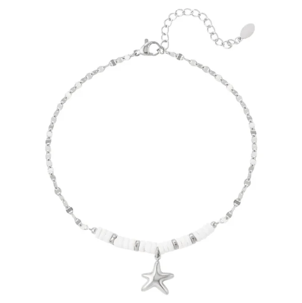 FRENCH RIVIERA | Starfish -meritähti kirurginteräsnilkkakoru (hopea)