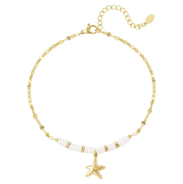 FRENCH RIVIERA | Starfish -meritähti kirurginteräsnilkkakoru (kulta)