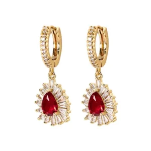 FRENCH RIVIERA | Valeria Earrings -punakiviset juhlakorvakorut