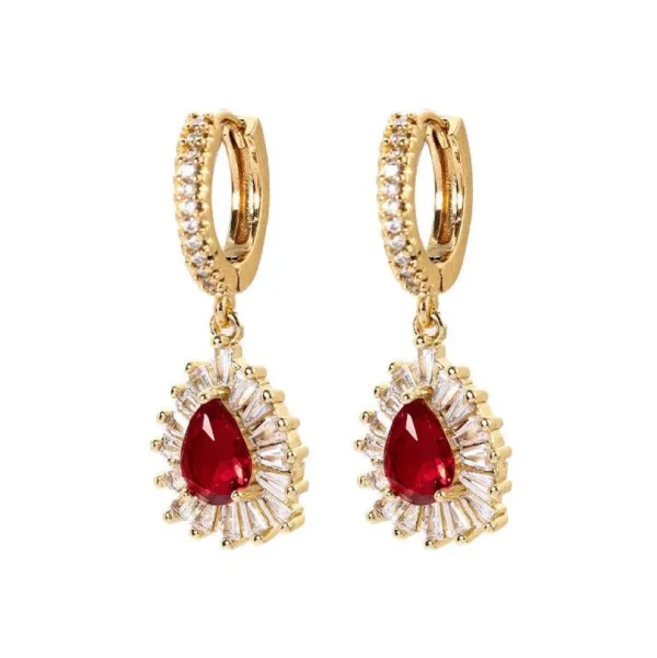 FRENCH RIVIERA | Valeria Earrings -punakiviset juhlakorvakorut