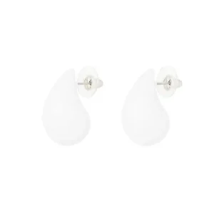 French Riviera | White Teardrop -pisaranmuotoiset kirurginteräsnapit