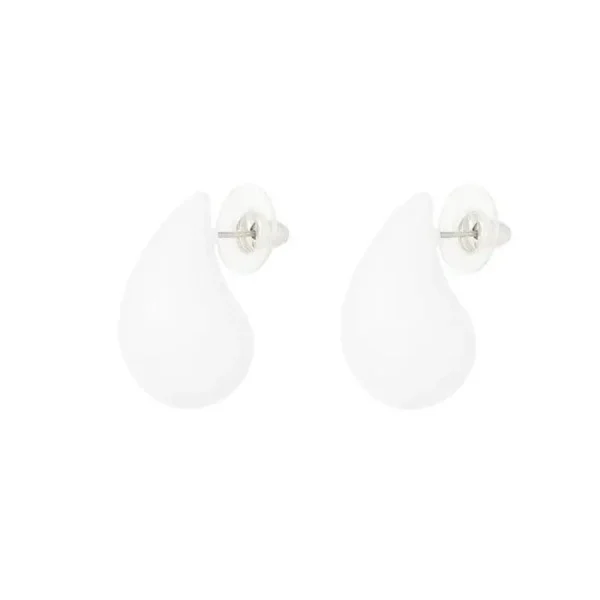 French Riviera | White Teardrop -pisaranmuotoiset kirurginteräsnapit