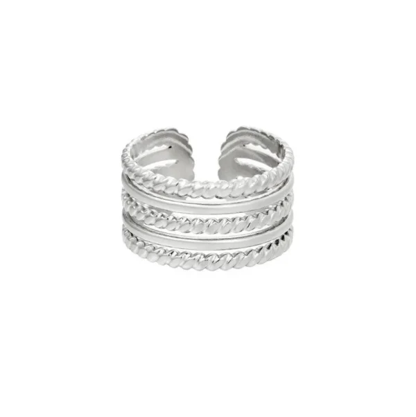 FRENCH RIVIERA | Zara Ring -leveä sormus kirurginterästä (hopea)