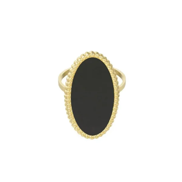 FRENCH RIVIERA | Beata Ring in Black -kivellinen sormus kirurginterästä