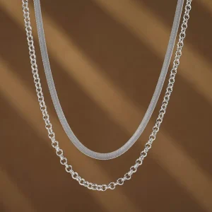 FRENCH RIVIERA | Allison Necklace -hopeanvärinen kerroskaulakoru