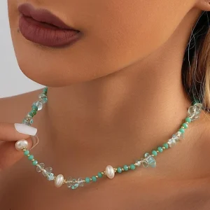 FRENCH RIVIERA | Angele Necklace -turkoosi kaulakoru helmin